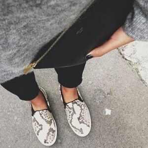 Vince Saxon Snakeskin-Embossed Leather Sneakers